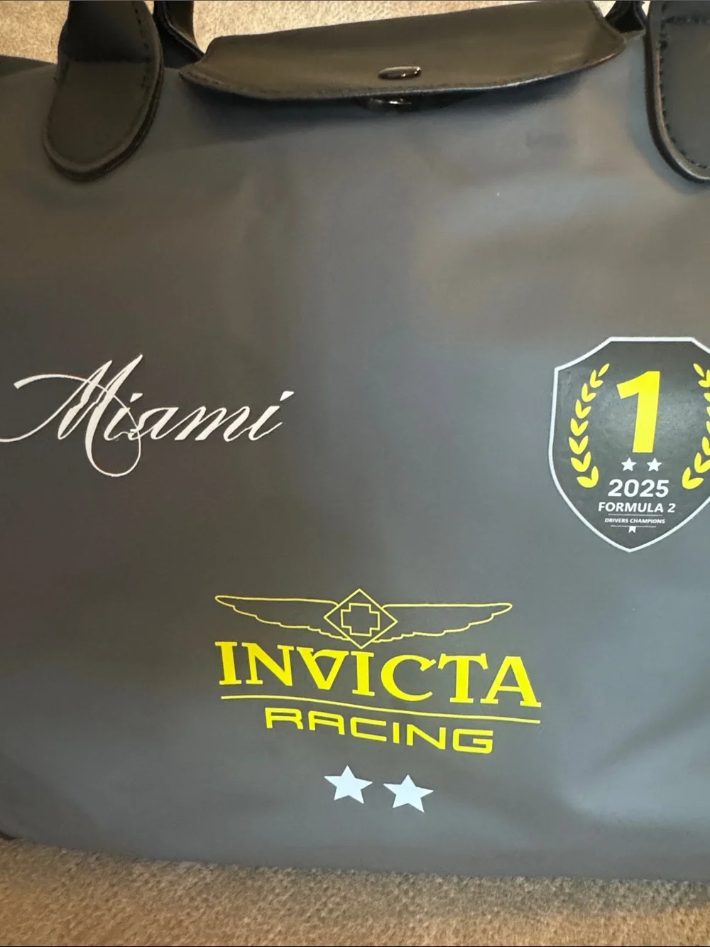 Invicta Racing Black and Yellow Duffel Tote includes Invicta hat!